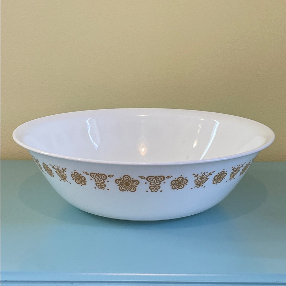 Large Vintage Corelle Butterfly Gold 10” Round Vegetable Serving Bowl
